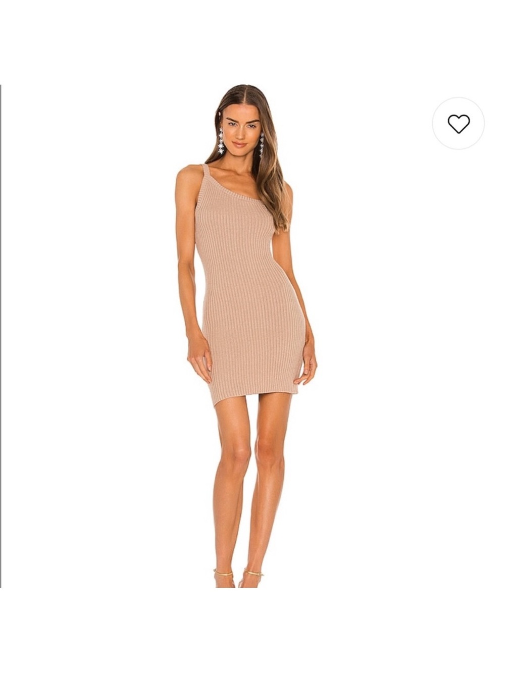 Michael Costello Revolve Amari
Dress S Tan Asymmetric Rib Knit
Bodycon Mini Dres